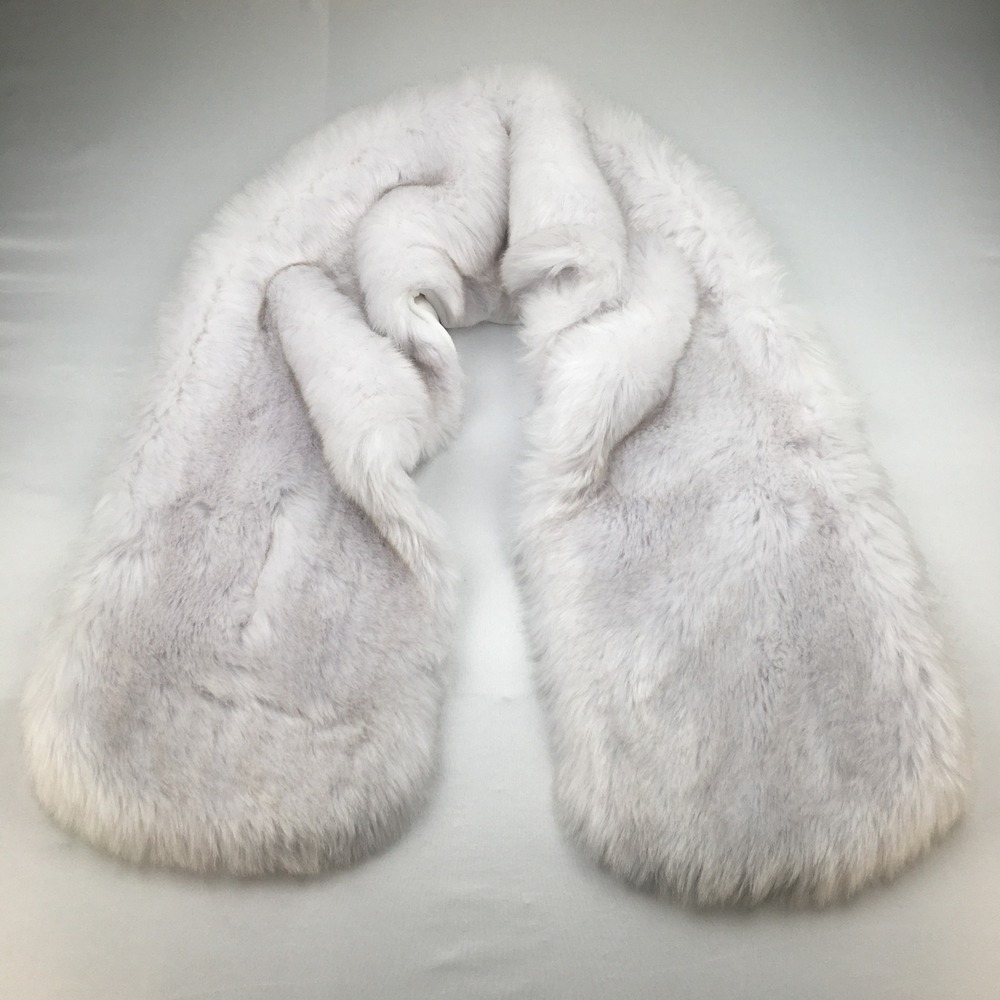 Faux Fur Stole Women M White Grey Bridal Wedding Wrap Formal Shawl Shrug